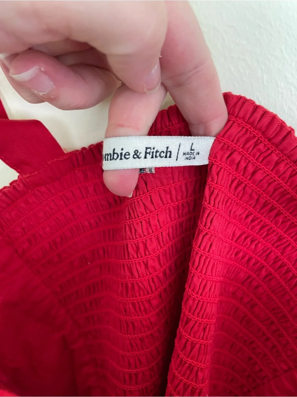 Abercrombie & Fitch Emerson Tie Strap Maxi Dress Red Salsa L Large Cotton Blend